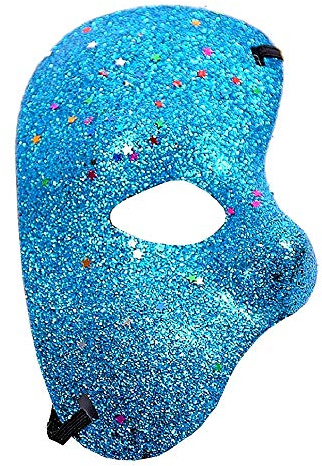 Lovelegis Masque Demi-Visage fantôme de l’opéra pailleté Costume Carnaval Bleu Clair déguisement Halloween Masques Accessoires événement lyrique théâtre opéra Homme Femme Cosplay Dramatique