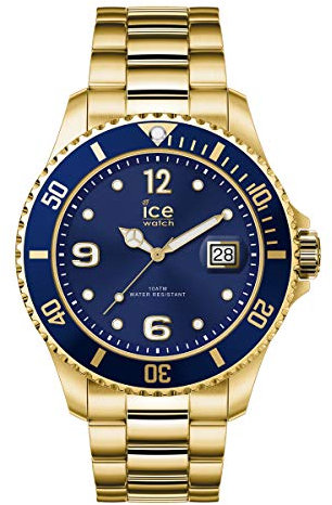 ICE-WATCH - ICE steel Gold blue - Gold Herrenuhr mit Metallarmband - 017326 (Extra large)
