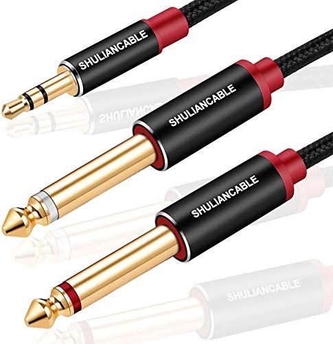 SHULIANCABLE Cavo Audio Jack 3,5mm a Doppio 6,35mm, Cavo Jack Mono Cavo Stereo Aux in per Collegare Smartphone, Tablet, Amplificatore etc. (5M)