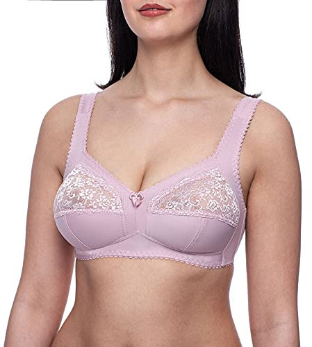 frugue Reggiseno Senza Ferretto Taglie Forti Pizzo Contenitivo Donna Rosa Pastello IT 8G (EU 105G)