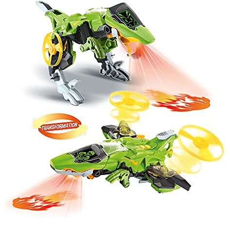 VTech - Switch & Go Dinos Fire, ljudpulsor dinosaurie, super therzinosaurus, 2 i 1 leksak förvandlas till ett stridsflygplan, ljusprojektioner, barngåva från 4 år - innehåll på svenska