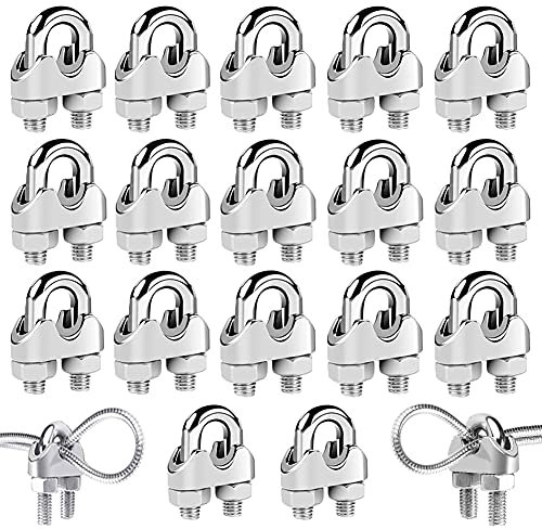 18 Pezzi Morsetti Cavo Acciaio M3/M4/M5 Morsetti Serracavo Clip per Fune Metallica Inox 304 Bullone a U Kit Adatto per Fune Metallica da 3/4/5 mm
