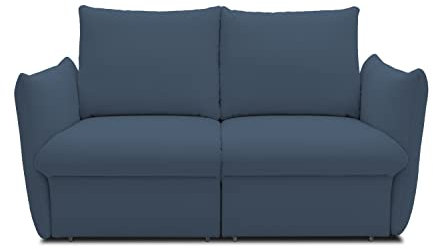 DOMO. collection Sofa Cloud Box, 2-Sitzer mit Schlaffunktion und Boxspringfederung, 2er Couch mit Bettauszug, Schlafsofa, Boxspringsofa 180 x 97 x 100 cm (BxTxH), blau
