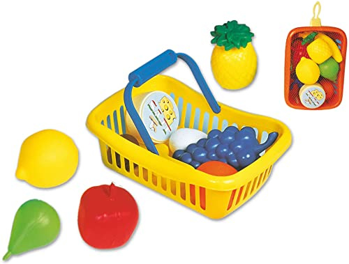 DOHÁNY Einkaufskorb Kinder Mini Spiellebensmittel Kaufladen Supermarkt Zubehör 11-tlg.