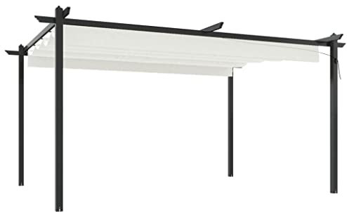 vidaXL Pergola da Giardino con Tetto Retrattile 4x3 m Crema