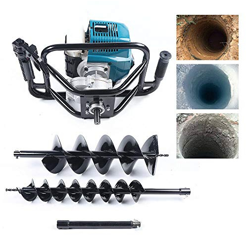 NOLANTISI 52CC Gas Power Earth Auger Power Engine Post Hole Digger +2 Drill Bits 4 and 6 Extension Bar 8 Drill Bits Single Cylinder 2-Stroke air-Cooled