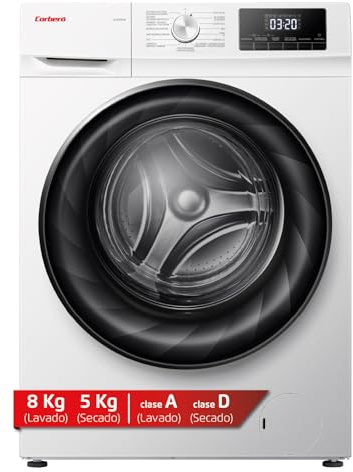 Corberó - Lavadora Secadora Carga Frontal | CLSH85VIN | 8 Kg lavado y 5 Kg secado | 1400 RPM | 15 Programas | Inverter | Función Vapor, ECO y antialérgico | Inicio Diferido | | Puerta XXL | Blanco