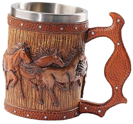 EXCEART Tasse Viking en Résine, Chope à Bière Créatif Ronde Décorative | Ambiance Bavaroise, Facile à Nettoyer et Résistante aux Fissures, Grosse Capacité pour Boisson