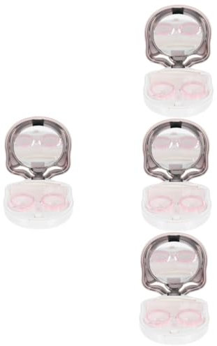 Gatuida 4sets Lovely Cat Shape -Lens Box Portable Cosmetic Lens Container Lightweight Design for Travel for Outdoor Use
