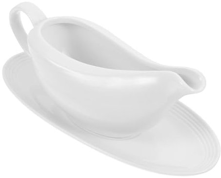 TOPBATHY soßenkrüge Boot für Salatdressings milchausgießer Sauciere mit Tablett Soßenbehälter Schalen mit Sojasauce Keramik Bratensoße Kaffeetasse Joghurt Steak Weiß