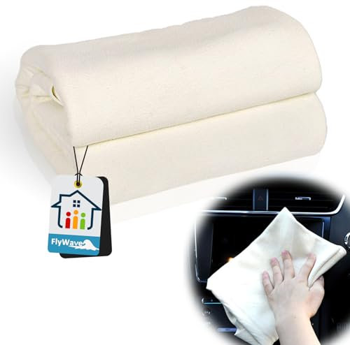 FlyWave Pelle di Daino per Auto Professionale, Alta Qualità per Specchi, Finestre, Vetro (40 x 60cm)