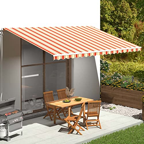 Homgoday Tessuto di ricambio per tenda da sole, tenda da sole in tela, tenda da esterno per finestre, porte, tende da giardino, veranda, parasole per esterni, giallo e arancione, 5 x 3 m