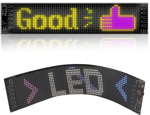 Leuchtschilder für Autos, 374 X 92 Mm, Flexibles LED-Bildlauffeld mit Bluetooth-App, Programmierbares LED-Schild, Individuelle Textmuster-Animation, Laufnachricht, LED-Dekoration