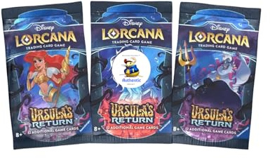 Ursula's Return - Juego de 3 paquetes de arte Lorcana 3 paquetes únicos, tarjetas coleccionables en 3 paquetes de refuerzo, para coleccionistas Disney Lorcana | Ursulas Return contiene 12 tarjetas por