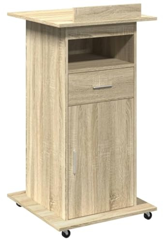 vidaXL Lectern with Wheels & Drawer Sonoma Oak 55x55x107 cm Engineered Wood
