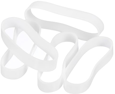 QUARKZMAN 100Pcs Elastique Caoutchouc 25x5mm Anneaux en Caoutchouc, Attaches de Câble, Bandes Élastiques Solides, Antidérapantes pour Enrouler les Cordons, les Sacs, Blanc