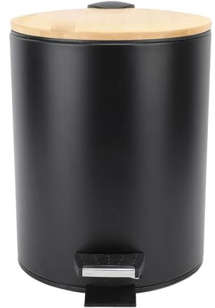 Natudeco Bote de Basura con Pedal Moderno Contenedor de Basura Redondo con Tapa de Cierre Suave para baño, Cocina, Sala de Estar (5L)