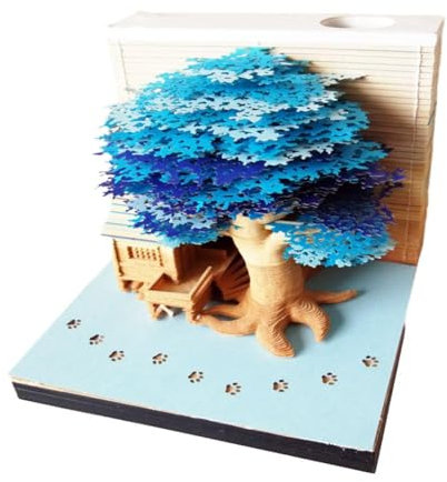 2025 Versione Inglese Casa sull'Albero Con Scultura di Carta Luce Desktop 3D Carta Nota Decorazione tridimensionale