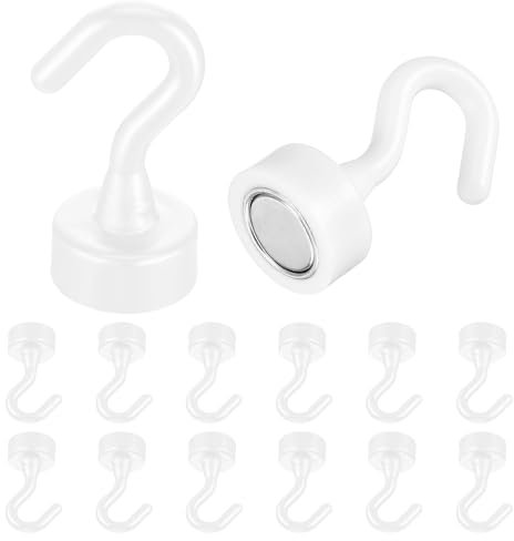 YUXIANLB 12 Pcs Magnetic Hooks, Heavy Duty Black Small Magnet Hooks for Refrigerator, Kitchen, Office, Classroom, Cruise Cabin