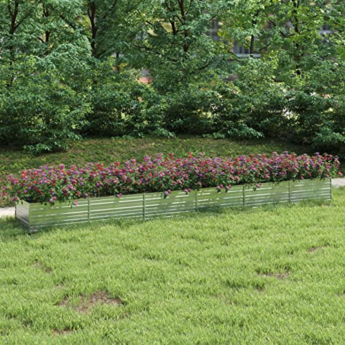 Xichuzi Garten-Hochbeet 600x80x45 cm Verzinkter Stahl Silber, Palettenrahmen, Hochteich, Gemüsebeet, Kräuterregal Balkon, Blumenbeet, Kräuterspirale, Tomatenbeet, Pflanzhochbeet - 316903