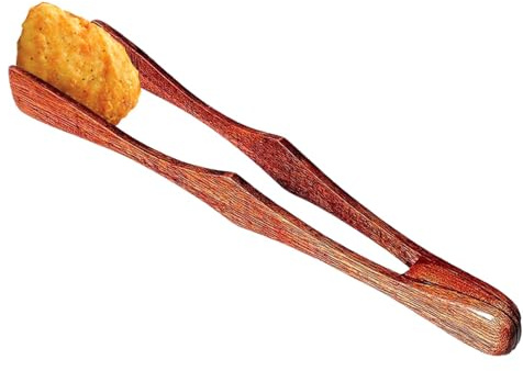 Trä kökstång, trätång, non-stick kökstång och salladstång långt handtag, halkfria träklämmor för matlagning, servering av mat, frukt, bröd