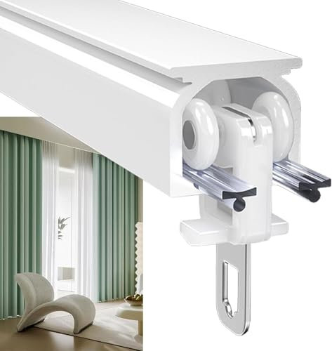 Deckenvorhangschiene 50 cm bis 600 cm, Einzelstangen-Vorhangschiene mit Rollen, Wandmontage-Gardinenstange, geräuschlose Schiene für Vorhang-Raumteiler