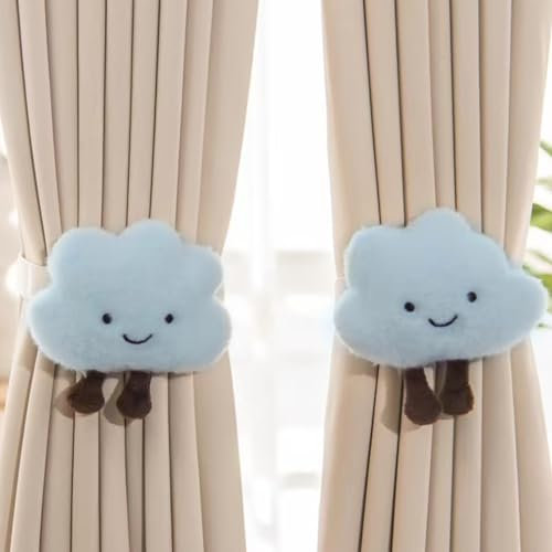 Okaywork 2 Piezas Alzapaños Cortinas, Sujeta Cortinas, Abrazaderas Cortinas, Hebilla de Cortina de Dibujos Animados, Alzapaños para Habitación de los Niños (Nubes)