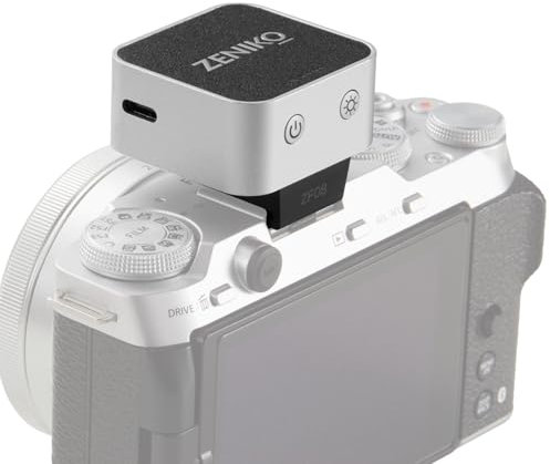 ZΕΝΙΚΟ ZF04 On-Camera Flash,Photography Flash with 2 Power Levels Type-C Charging Universal Hot Shoe Mount, 372 Full Power Flashes For Cameras. Silver
