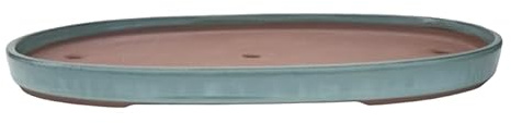 Genérico BIOMATA Bonsai-Blumentopf, oval, Keramik, Tablett für Wald und/oder Landschaft, 47 x 31 x 3,5 cm, Bonsai-Blumentopf, hergestellt in Japan, Blumentopf mit Ablauflöchern