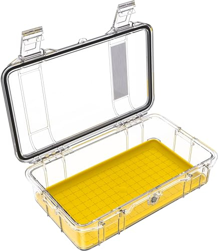PELI M60 Micro Case - Hochwertiger Schutz für wertvolle Ausrüstung und kompakte Werkzeuge; Wasser-, Staub- und bruchfest; Volumen 2 Liter; Farbe: GELB/TRANSPARENT