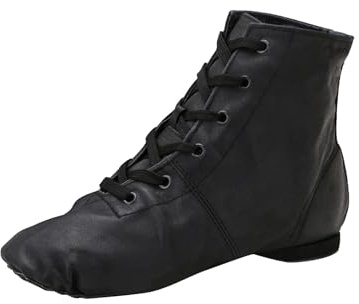 Children's Pu Dance Shoes Soft Sole Trainers Ballet Sandals Jazz Fashion Boots School Opening Season Toddler Lightweight (Black, 1 Big Kids)