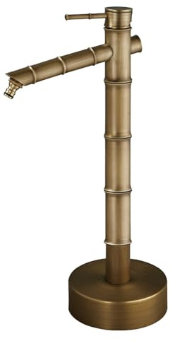 Fontaine d'extérieur réglable en cuivre avec Robinet, Colonne d'eau décorative de 50 cm pour l'irrigation et l'aménagement paysager, Hauteur Amovible pour Une Utilisation personnalisée.