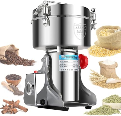 Molinillo eléctrico de granos, molinillo comercial de especias de alta velocidad, pulverizador oscilante de acero inoxidable, para granos secos, especias, cereales, café, maíz y pimienta 800g