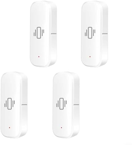 HOHOVYVY För Zigbee 3,0 vibrationssensor med G-sensor för dörr- och fönstersäkring, smart hem, kompatibel med automatiska larmmeddelanden 4 x 4 x 1,3 cm (4 stycken ZG-103ZL)