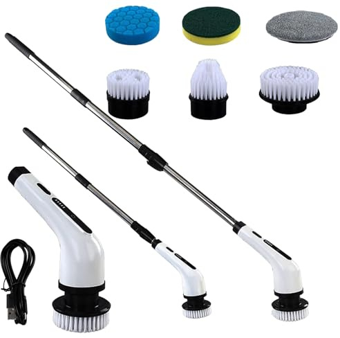 FxaumsGxuk Electric Brush for Cleaning,Cordless Electric Scrubber Brush - Floor Tiles Cleaner | for Bathroom Kitchen Sink Toilet Bathtub Floor Tile Grout Glass Window