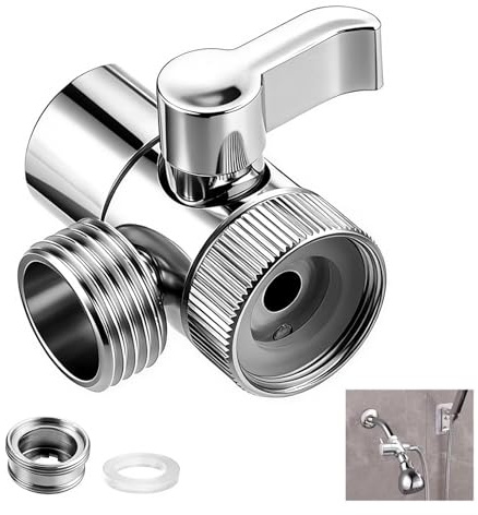 Brass Diverter Valve, 3 Way Sink Faucet Splitte, G1/2 Shower Tap Splitter, Sink Faucet Adapter Connector, Chrome Mixer Bath Tap, M22 to M24 Adapter Replacement Part for Kitchen Sink Bathroom