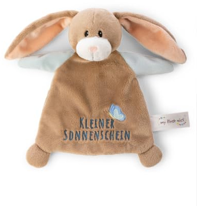 NICI Schmusetuch Hase Lopino „Kleiner Sonnenschein“ 20x17cm - braun - 62980 | Kuscheltuch für Babys & Kleinkinder, Baby Kuscheltier Schnuffeltuch für Mädchen & Jungen, flauschige Einschlafhilfe