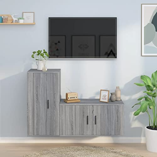 Générique Ensemble de Meubles TV 2 pcs Sonoma Gris Bois d'ingénierie,Meubles, Meubles TV,3188476