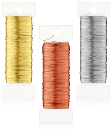 0,35mm × 150m Basteldraht Dünn 3 Rollen Blumendraht Draht zum Basteln Schmuckdraht Perlendraht Kupferdraht Wickeldraht Blumendraht für Handwerk Basteln Weihnachten Deko Blumen Pflanzen (50m/Rolle)