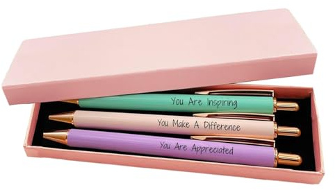 Krmoau Bolígrafos para mujeres, 3 unidades, novedosos instrumentos de escritura motivacionales | Bolígrafos de escritura para mujeres, para colegas, amigos, profesores, enfermeras, escritorios