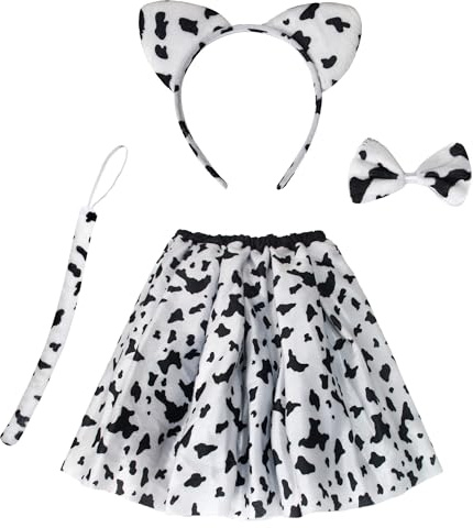 Wildarms Disfraz Animal Adulto - 4 Piezas: Tutu, Diadema, Cola y Pajarita - Accesorios de Fiesta, Carnaval (Vaca lechera)