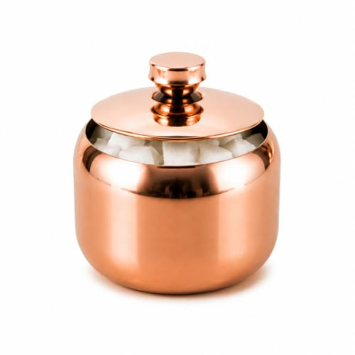 WAHEWUD Azucarero de acero inoxidable Contenedor Tapa Tarro Condimento Mesa de bar de café Hogar Cocina Servir Condimento Almacenamiento Metal Escritorio Edulcorante Unidad de (oro rosa)