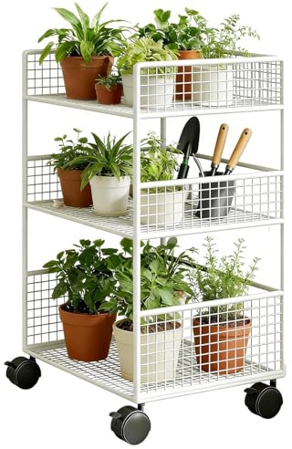 Carro con ruedas de 3 pisos | Carro metálico extraíble multifuncional de 3 pisos con ruedas - Carro organizador rodante | para aperitivos, frutas, limpieza, oficina, lavandería, baño, pasatiempo