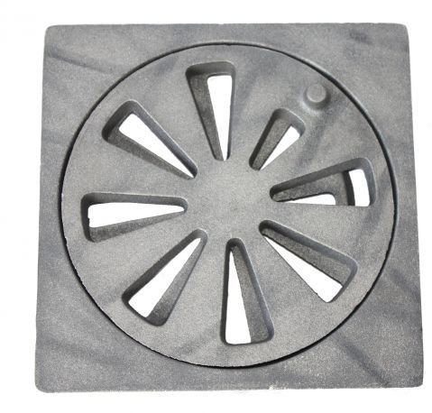 FIREFIX 1502/6 Rüttelrost aus Guss, rund ø 190 mm, inklusive rechteckige Auflage, 25 mm Materialstärke, 210 x 210 mm (Breite x Tiefe), Schwarz