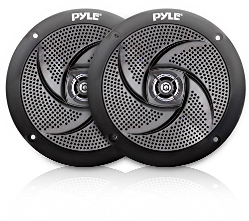 Pyle Altavoces Marinos, Sonido Estereo, Exteriores, Resistentes al Agua y a la Intemperie, Potencia de 600V, Diámetro Total 6.4