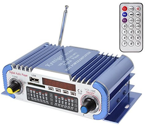 DollaTek 2 canali Hi-Fi Mini Digitale per Auto Moto Stereo per Auto Amplificatore di Potenza per Supporto USB/FM/SD per Auto per Auto Auto CD Dvd Ingresso CC 12V - Blu