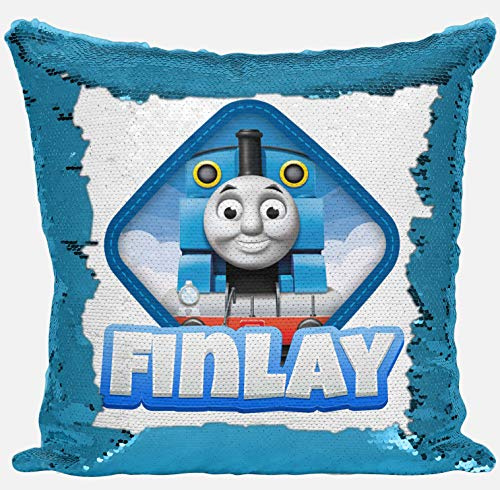 DAILY GIFTS Personalised Thomas Engine Any Name Magic Reveal Sequin Cushion Cover Gift (Case Only)