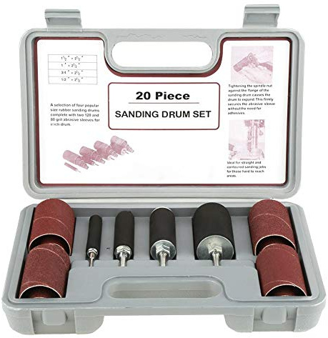 Kit de lijadora de tambor de 20 piezas, juego de tambor de lijado de goma con estuche para prensa de taladro