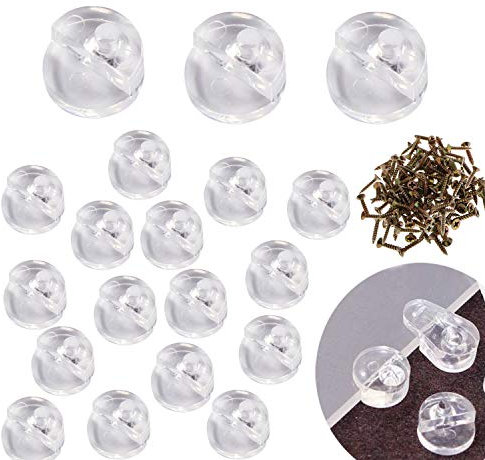 Zaky 25 Stück Runder Glashalter Clip aus Glasregal-Stützspiegelclips mit 25 Stück Schrauben Glastür-Halteklammern Kunststoff-Glasscheiben-Halteklammern Gesamt: 50 Stück (klar)