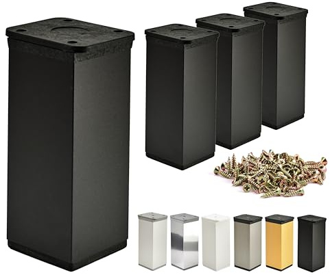 ALUSFERA Möbelfüße Verstellbar – 4er Set – Schrankfüsse mit Elegantes Design – Füße für Möbel 40 x 40 x 120 mm Einfache Montage mit Komplettem Schraubenset